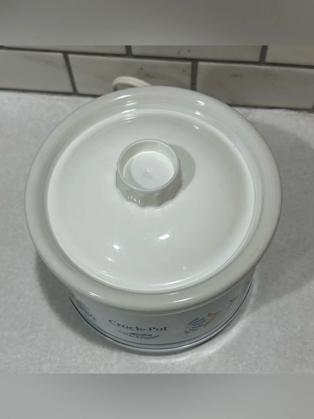 Crock-Pot Little Dipper Mini Slow Cooker 16 Oz White Floral SCR200-B Tested